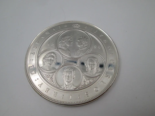 10.000 pesetas V Centenary coin. Juan Carlos I King of Spain. 925 sterling silver. 1989