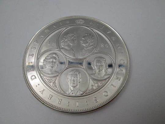10.000 pesetas V Centenary coin. Juan Carlos I King of Spain. 925 sterling silver. 1989