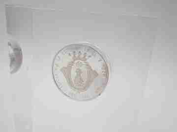 5th Centenary Holy Face medal. Pure silver. Methacrylate display. 1989
