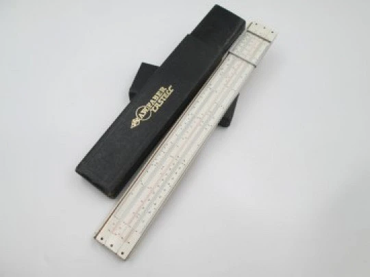 A. W. Faber Castell 1/87 mechanical slide rule. Pearwood & celluloid. Germany. 1930