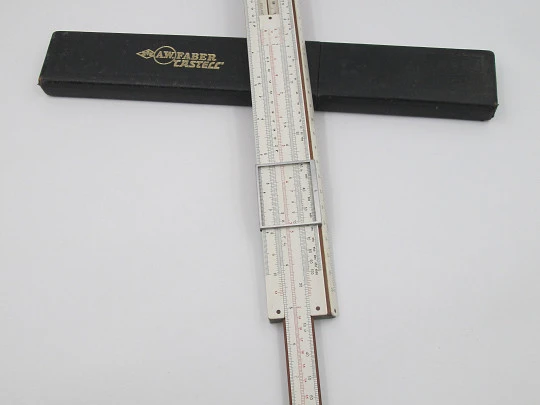 A. W. Faber Castell 1/87 mechanical slide rule. Pearwood & celluloid. Germany. 1930