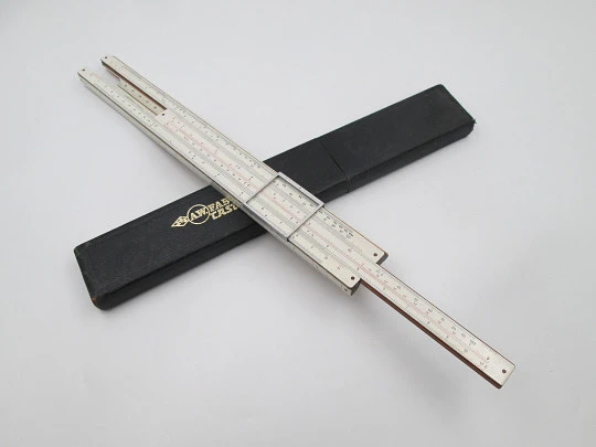 A. W. Faber Castell 1/87 mechanical slide rule. Pearwood & celluloid. Germany. 1930