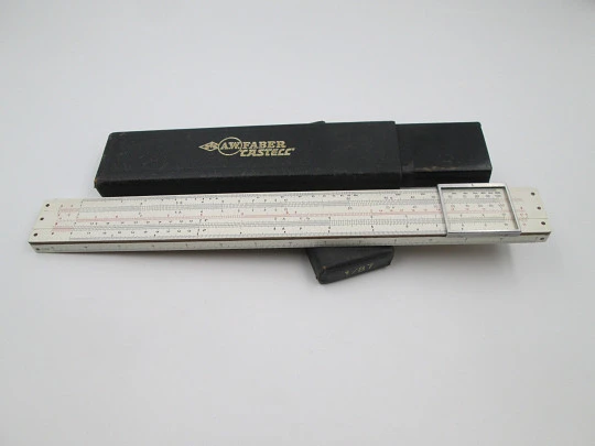 A. W. Faber Castell 1/87 mechanical slide rule. Pearwood & celluloid. Germany. 1930