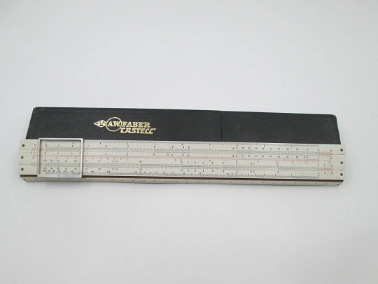 A. W. Faber Castell 1/87 mechanical slide rule. Pearwood & celluloid. Germany. 1930