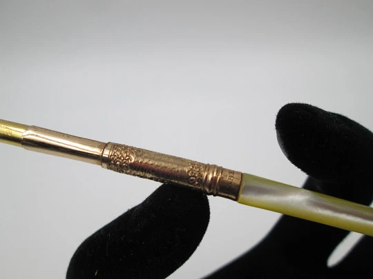 A. W. Faber dip calligraphy pen. Gold plated & nacre. Germany. 1880
