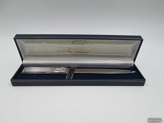Abrecartas caballos. Plata de ley. Pedro Durán. Años 90. Estuche