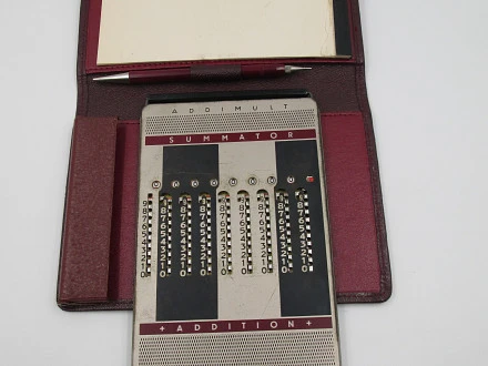 Addimult Mechanical Calculator Bitone Metal Cover And Marker