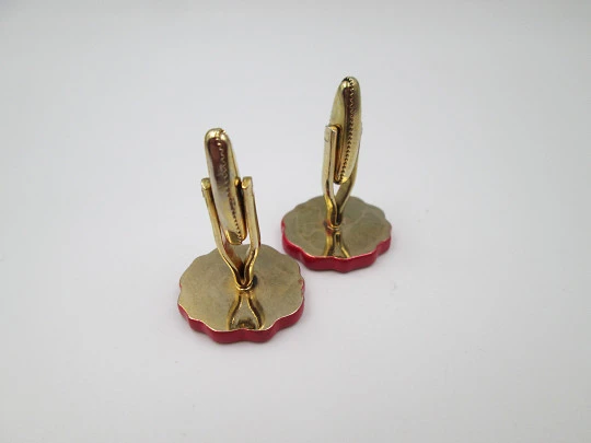 Advertising men's cufflinks. Red lacquer and gold plated. Czechoslovakia. 1980's Advertising men's cufflinks. Red lacquer and gold plated. Czechoslovakia. 1980's