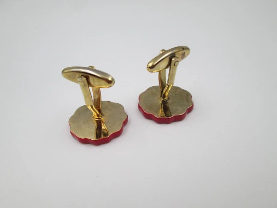 Advertising men's cufflinks. Red lacquer and gold plated. Czechoslovakia. 1980's Advertising men's cufflinks. Red lacquer and gold plated. Czechoslovakia. 1980's
