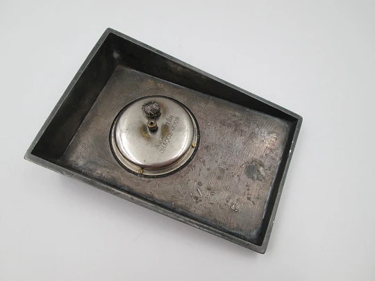 Advertising paperweight wind-up table desk Lip brand clock. Ornate iron. France. 1950's Advertising paperweight wind-up table desk Lip brand clock. Ornate iron. France. 1950's