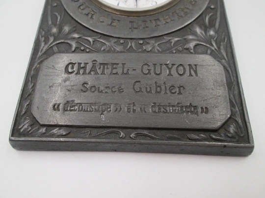 Advertising paperweight wind-up table desk Lip brand clock. Ornate iron. France. 1950's Advertising paperweight wind-up table desk Lip brand clock. Ornate iron. France. 1950's