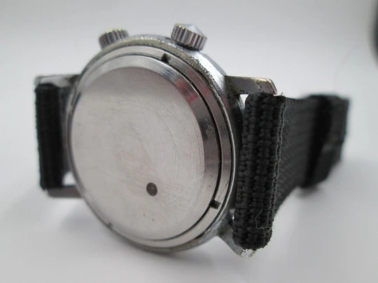 Alarm wristwatch Poljot. Silver metal. Manual wind. USSR. 1980's. 18 jewels