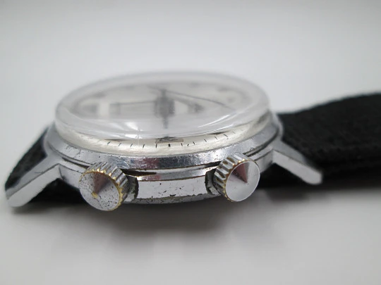 Alarm wristwatch Poljot. Silver metal. Manual wind. USSR. 1980's. 18 jewels