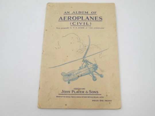 Álbum cromos aviones civiles. John Player & Sons. 50 estampas color. 18 páginas. 1940