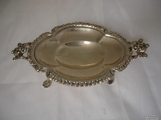 Almond dish. Sterling silver. Vegetable motifs and faces. 1970's