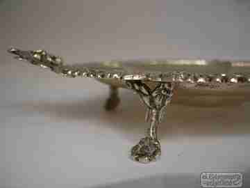 Almond dish. Sterling silver. Vegetable motifs and faces. 1970's