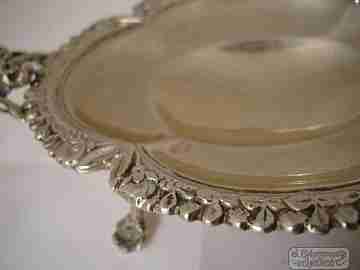 Almond dish. Sterling silver. Vegetable motifs and faces. 1970's