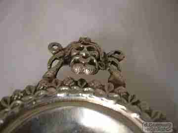 Almond dish. Sterling silver. Vegetable motifs and faces. 1970's