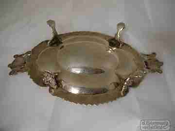 Almond dish. Sterling silver. Vegetable motifs and faces. 1970's