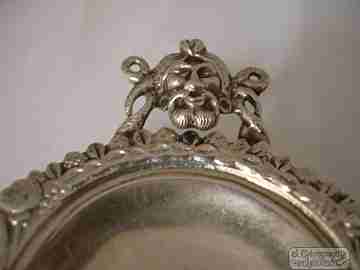 Almond dish. Sterling silver. Vegetable motifs and faces. 1970's
