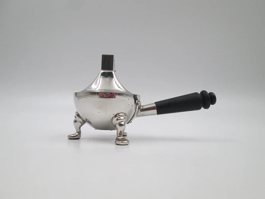 American Safety Razor table petrol lighter. Chrome metal and wood handle. USA. 1940's American Safety Razor table petrol lighter. Chrome metal and wood handle. USA. 1940's