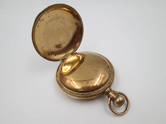 American Waltham hunter-case pocket watch. Gold plated. Stem-wind / pin-set. 1890's