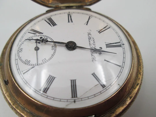 American Waltham hunter-case pocket watch. Gold plated. Stem-wind / pin-set. 1890's