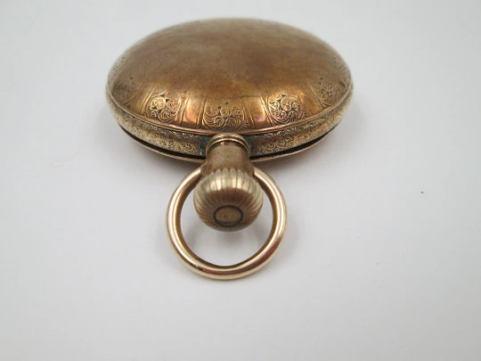 American Waltham hunter-case pocket watch. Gold plated. Stem-wind / pin-set. 1890's