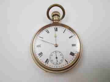 American Waltham Traveler. Gold plated. Stem-wind. Porcelain dial