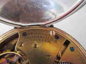 American Waltham Traveler. Gold plated. Stem-wind. Porcelain dial