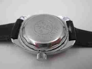 Ancre diver's watch. Chrome metal & steel. Manual wind. Date. 1970's
