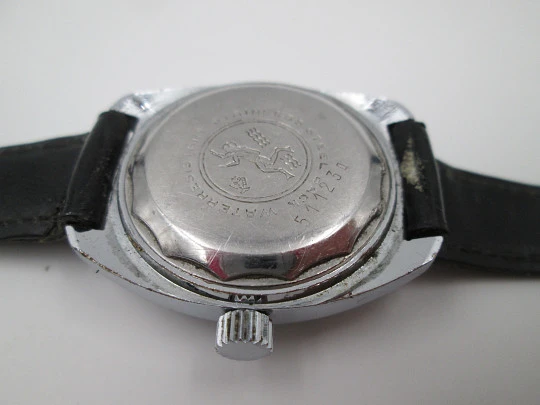 Ancre diver's watch. Chrome metal & steel. Manual wind. Date. 1970's