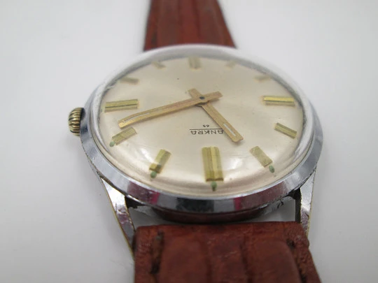 Ankra 65 manual wind men's wristwatch. Stainless steel & chromed metal. 1960's. Swiss