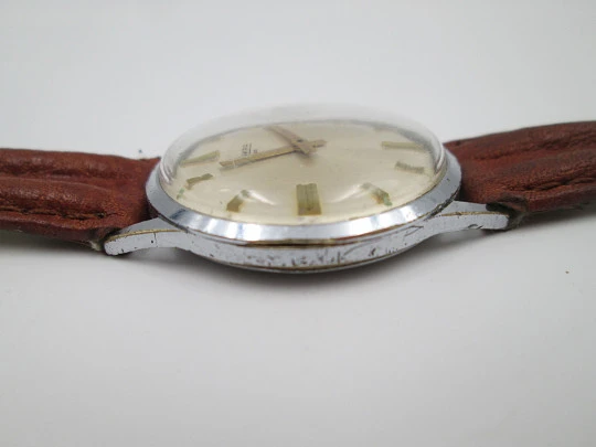 Ankra 65 manual wind men's wristwatch. Stainless steel & chromed metal. 1960's. Swiss