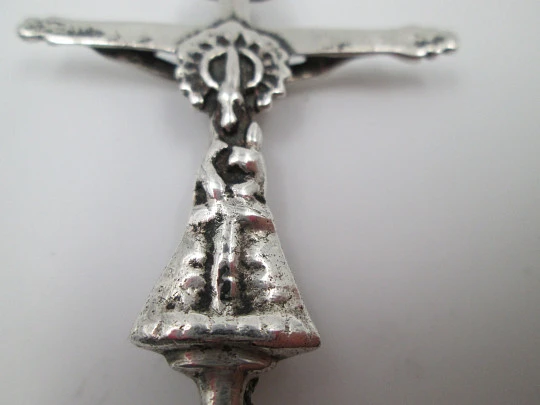 Antique cross. Sterling silver. Pilar Virgin & Holy Christ. Century XVIII