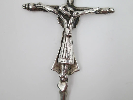 Antique cross. Sterling silver. Pilar Virgin & Holy Christ. Century XVIII