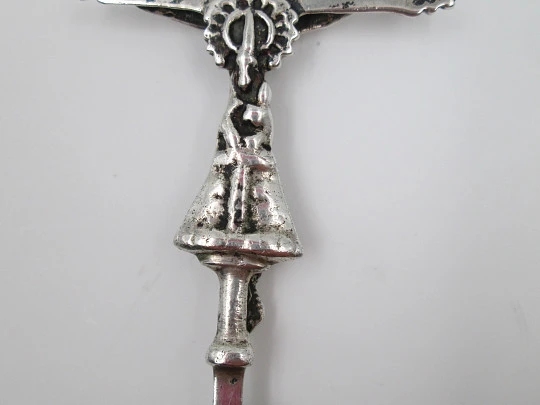 Antique cross. Sterling silver. Pilar Virgin & Holy Christ. Century XVIII