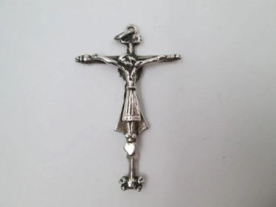 Antique cross. Sterling silver. Pilar Virgin & Holy Christ. Century XVIII