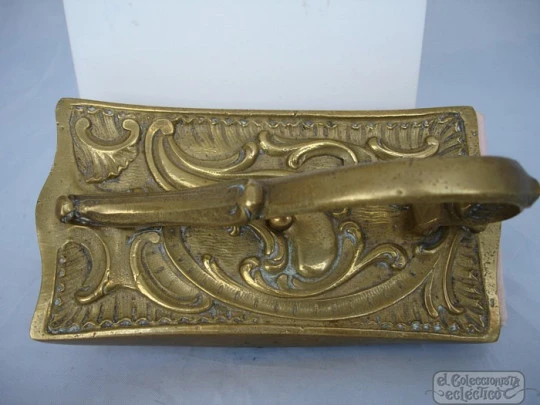 Antique desk bronze blotter. Scrolls and vegetable motifs