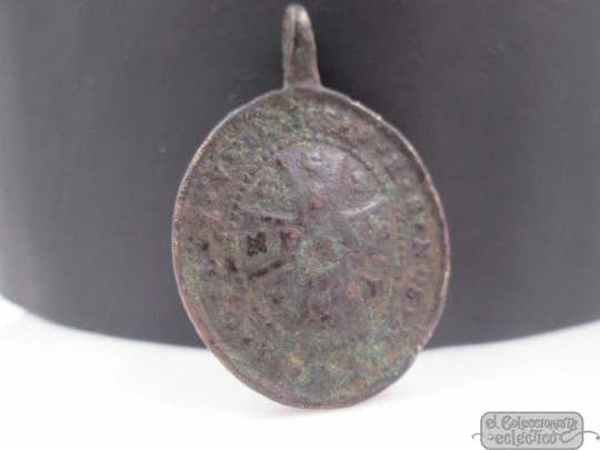 Antique medal. Saint Benedict and Cross. Bronze. 18th century