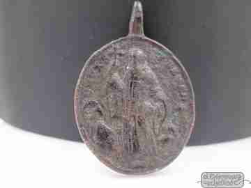 Antique medal. Saint Benedict and Cross. Bronze. 18th century