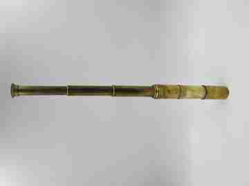 Antique nautical golden brass telescope spyglass. Four tubes. Europe. 1900's