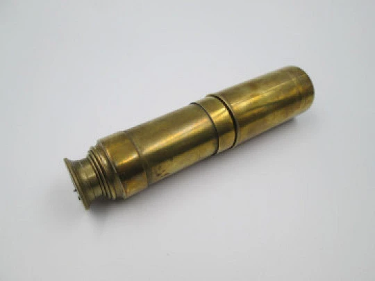 Antique nautical golden brass telescope spyglass. Four tubes. Europe. 1900's