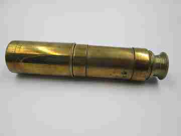 Antique nautical golden brass telescope spyglass. Four tubes. Europe. 1900's