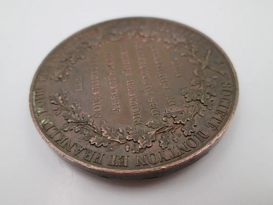 Antoine de Montyon and Benjamin Franklin copper medal. Jean Jacques Barré. 1833