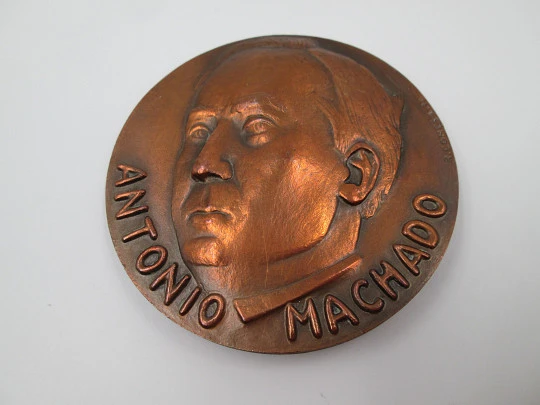 'Antonio Machado' FNMT copper medal. High relief, Rodolfo Conesa. 1976