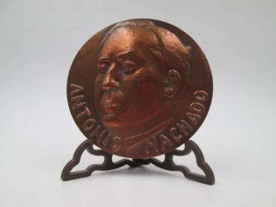 'Antonio Machado' FNMT copper medal. High relief, Rodolfo Conesa. 1976