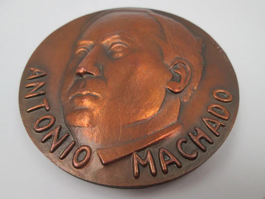 'Antonio Machado' FNMT copper medal. High relief, Rodolfo Conesa. 1976