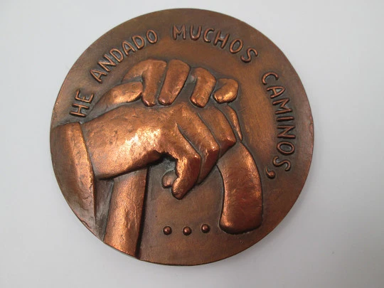 'Antonio Machado' FNMT copper medal. High relief, Rodolfo Conesa. 1976