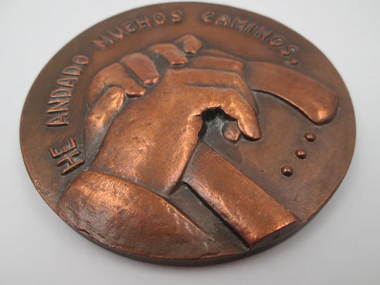 'Antonio Machado' FNMT copper medal. High relief, Rodolfo Conesa. 1976